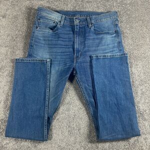 Levis 513 Jeans Mens 36x32 Blue Denim Faded Cotton Straight Leg Stretch Whisker